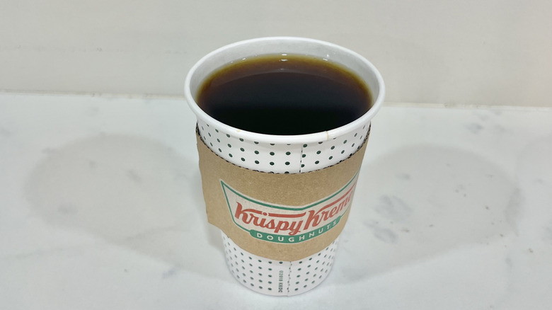 Krispy Kreme classic brewed coffee in to-go cup.