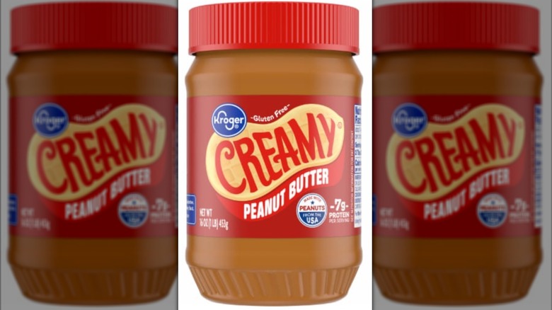 peanut butter jar on a white background
