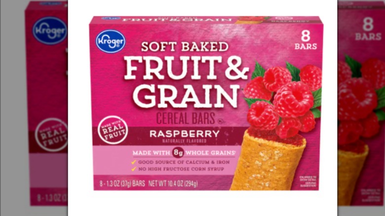 Box of kroger fruit and grain bars raspberry flavor