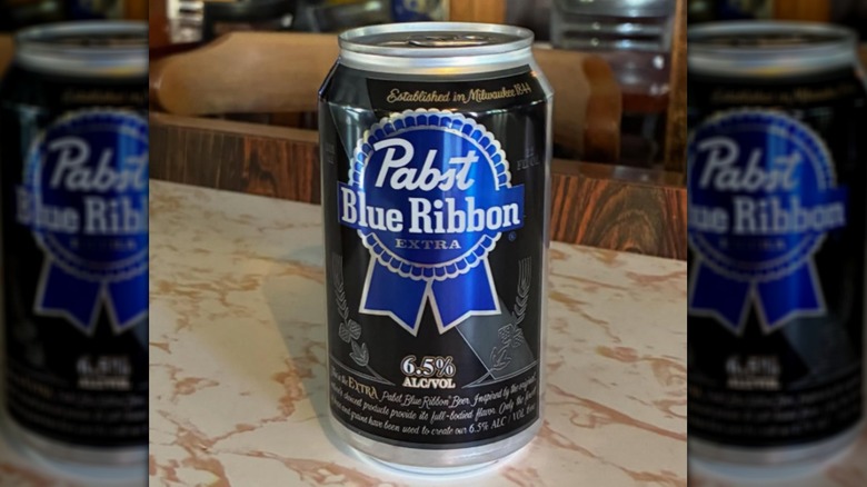 Can of Pabst Extra on bar