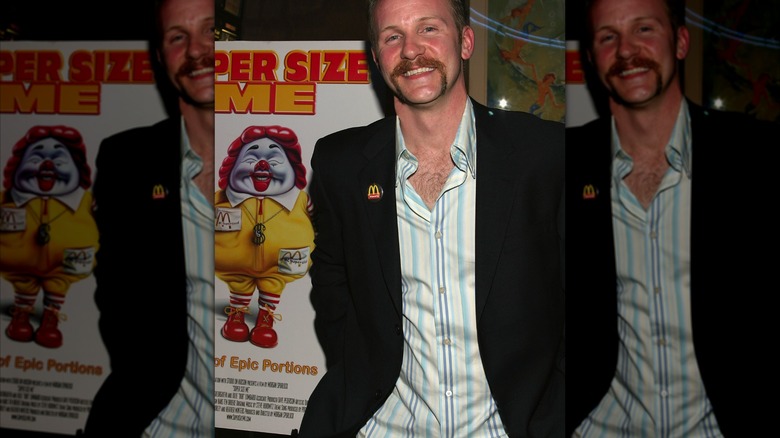 Actor/Director Morgan Spurlock attends the Premiere of Super Size Me , mirrored image