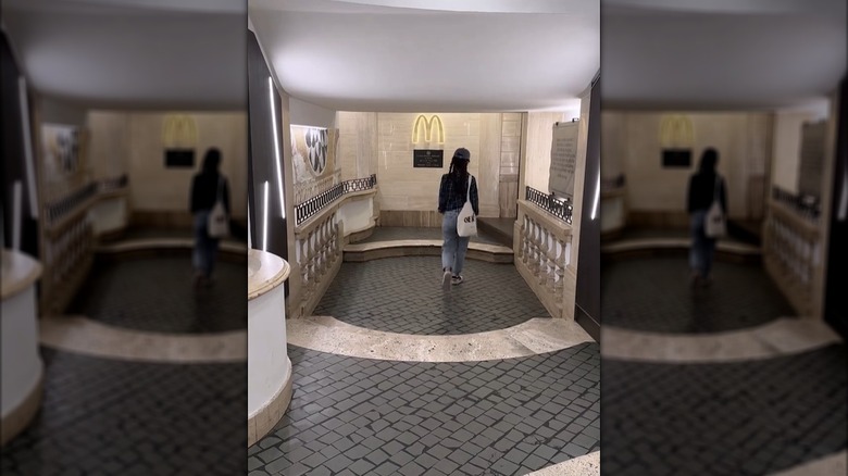 A person inside Piazza di Spagna's McDonald's