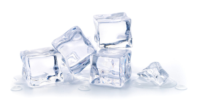 Ice cubes on white background