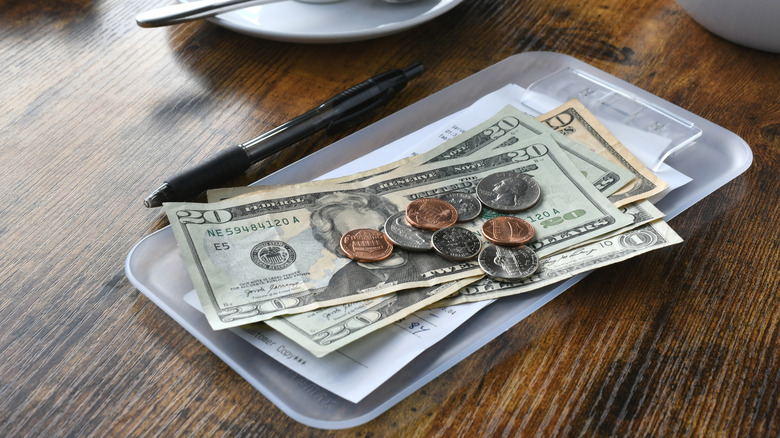 Cash tip at restaurant