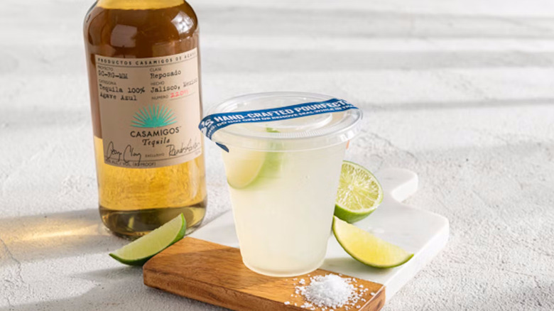 Casamigos to go tequila on a cutting board from Chili's
