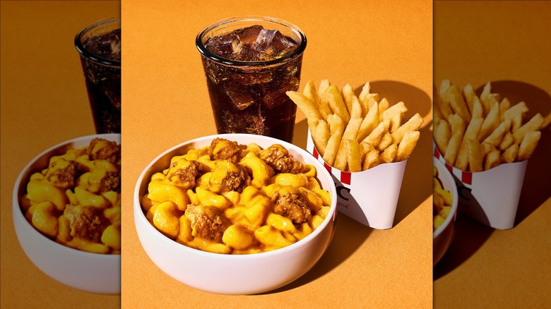 KFC combo meal on orange background