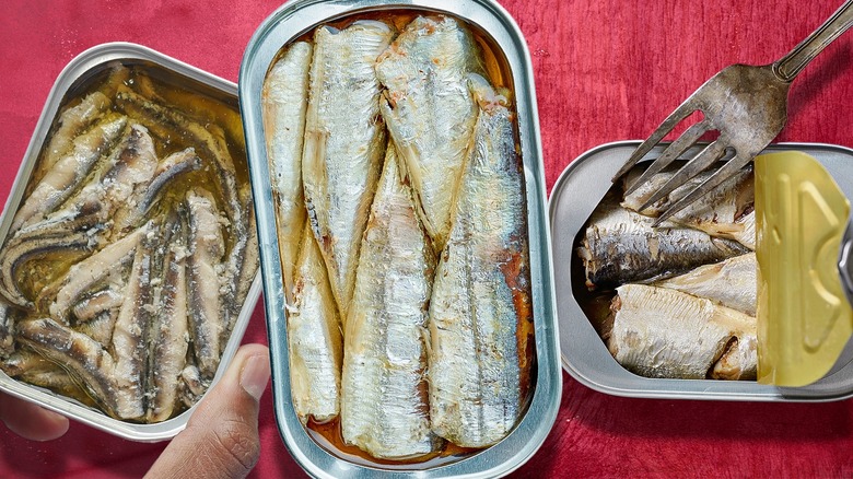 three cans of sardines