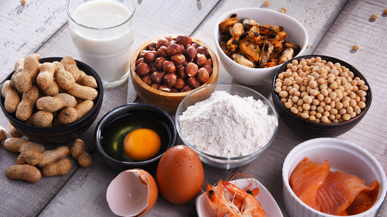 A selection of the most common food with allergen ingredients