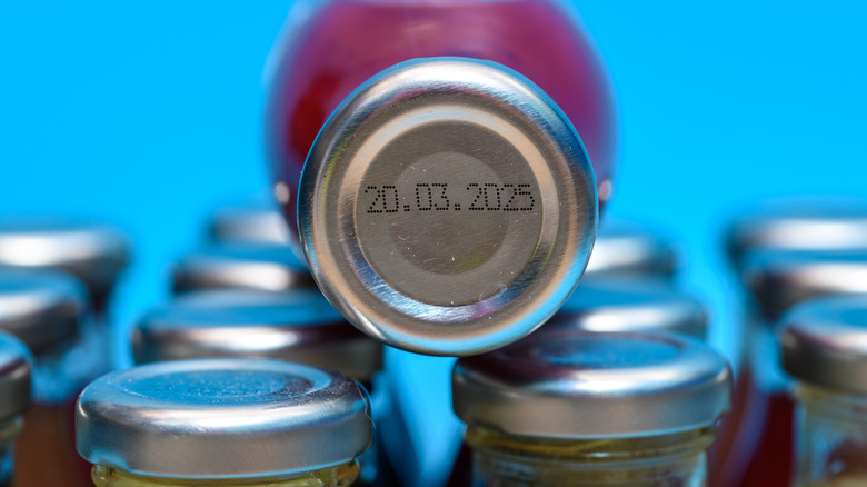 A food jar with a date printed on the lid