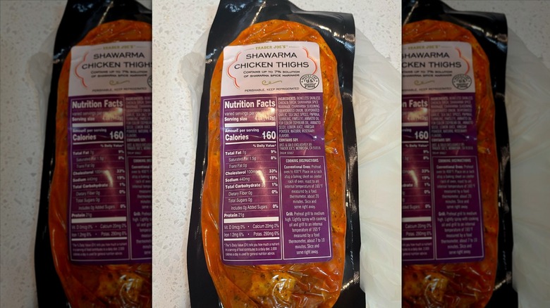 Shawarma Chicken Thighs in package on countertop