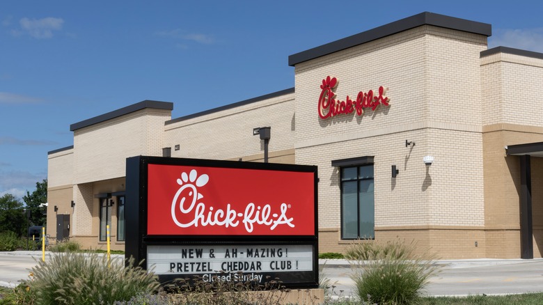 chick-fil-a signage and restaurant at avon