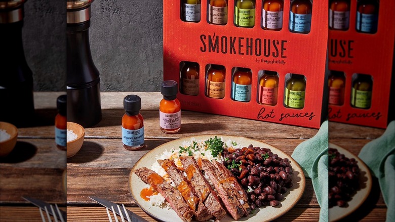 Steak and beans with Smokehouse hot sauce gift set
