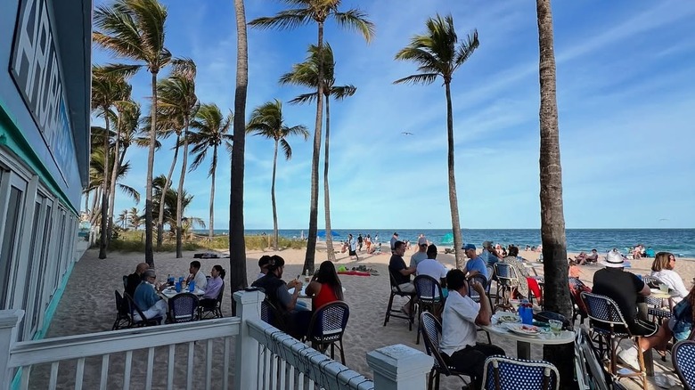 Overlooking the beach on Aruba Beach Cafe porch