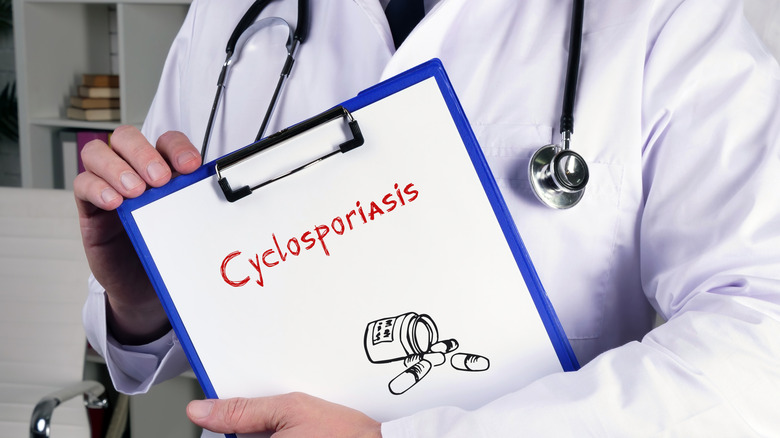 Health care concept meaning cyclosporiasis with sign on the sheet