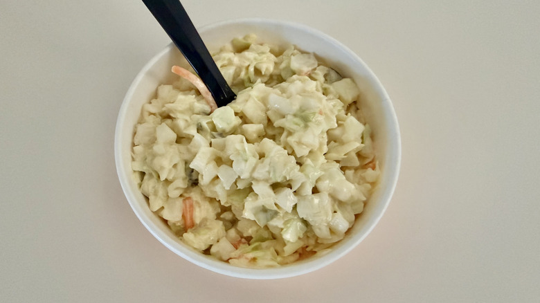 Top view of coleslaw in a bowl