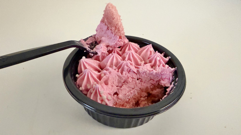 A forkful of Strawberry Cupcake Cup