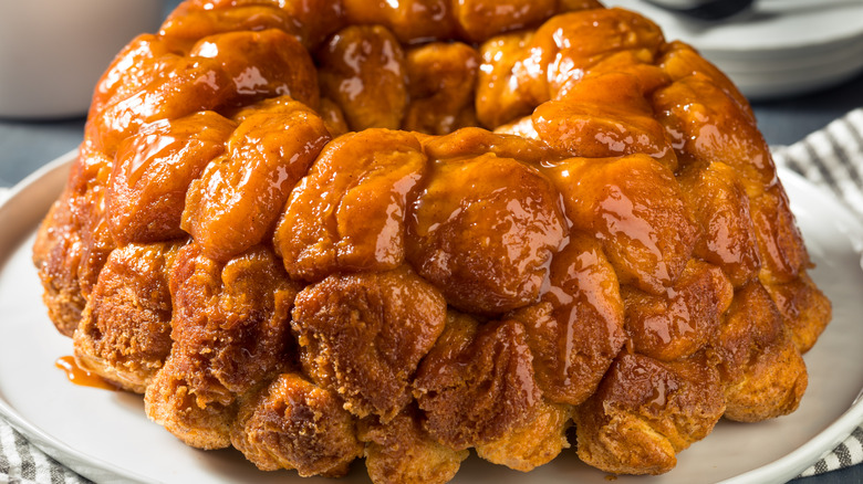 Gooey monkey bread on a platter