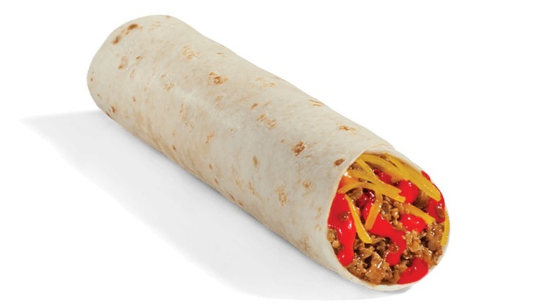 Del Taco Flamin' Hot Queso Beef Roller on white background