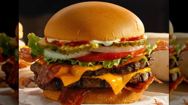Hardee's Bacon Beast Burger with two beef patties