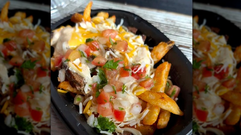 Taco Bell Diablo Ranch Steak Nacho Fries in black container