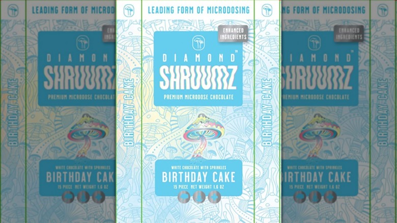 Mirrored image of blue Diamond Shruumz chocolate bar