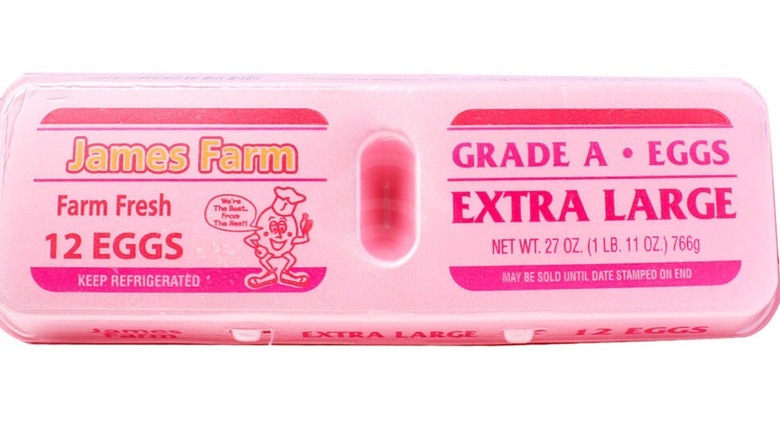 Carton of a dozen James Farm farm fresh Grade A extra large eggs