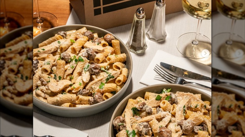 large dishes of pasta on a table