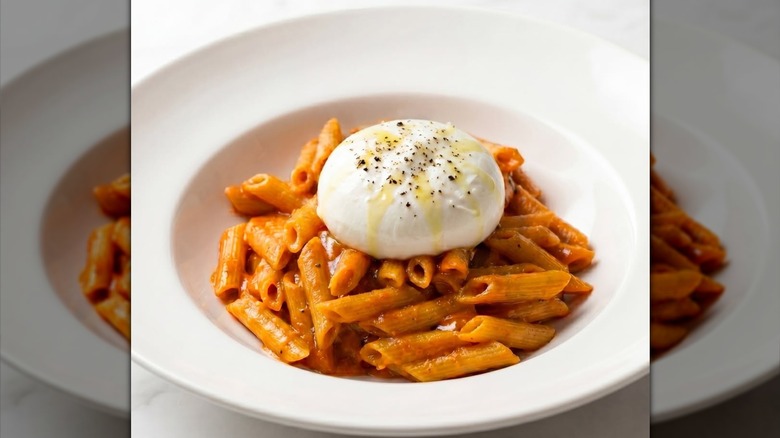 burrata on penne vodka