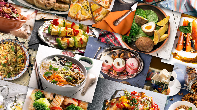 Collage of foods and drinks from different cuisines