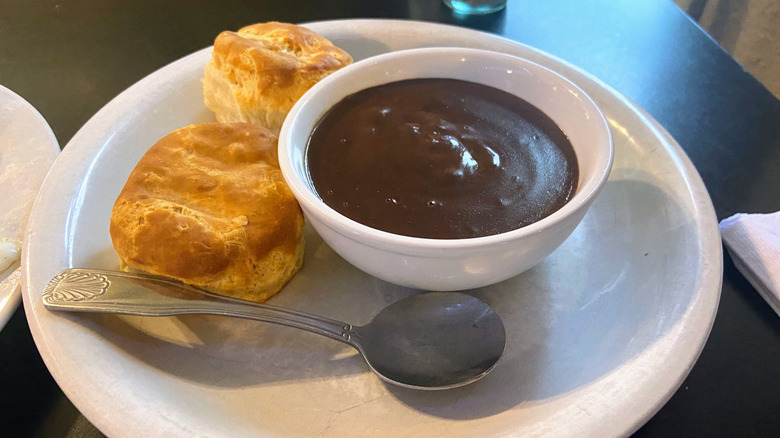 Biscuits with a side of chocolate gravy
