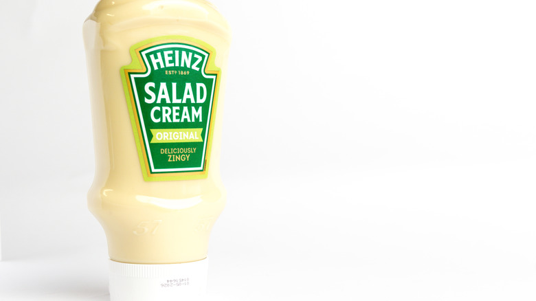 A bottle of Heinz salad cream