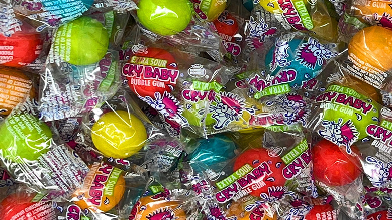 Individually wrapped Cry Baby gumballs