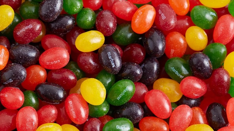 Assortment of Starburst jelly beans in a pile