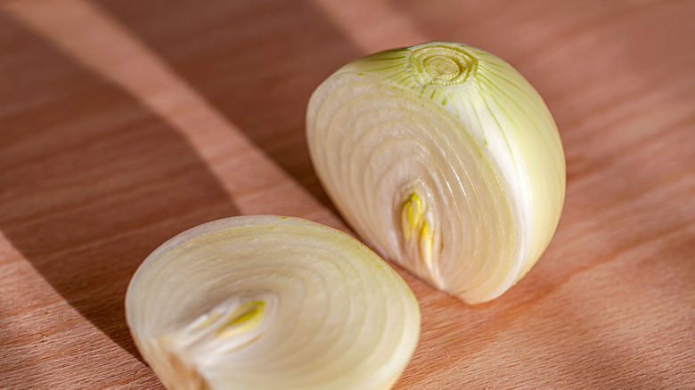 White onion sliced in half