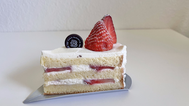 Strawberry Soft Cream slice on a table