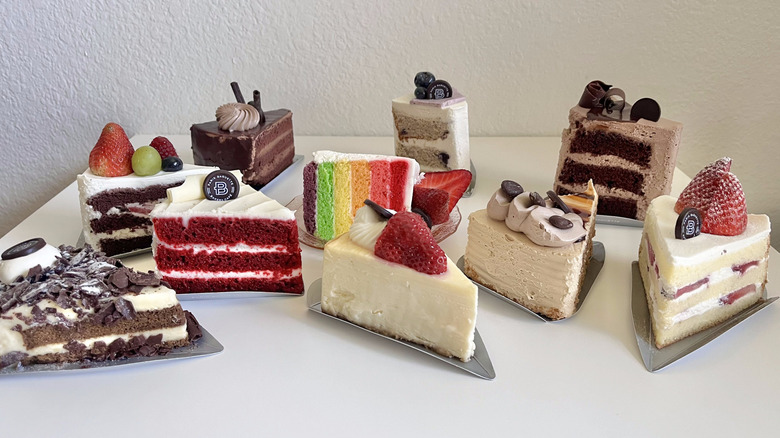 Slices of cake on a table