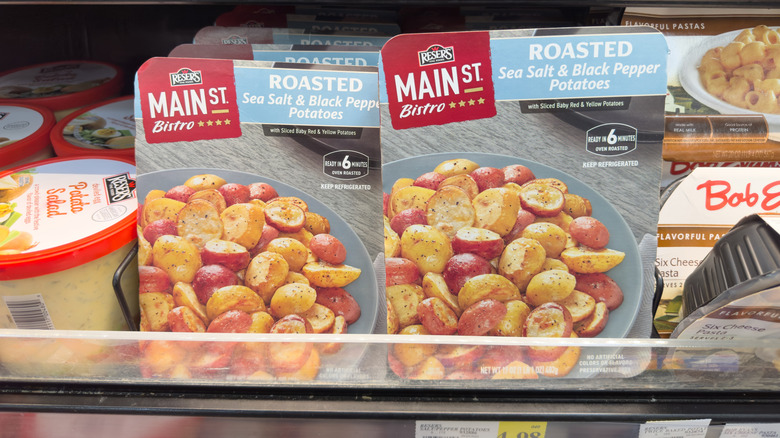 A view of several packages of Reser's Main St. Bistro potatoes, on display at a grocery store