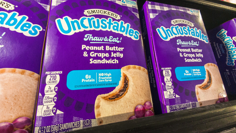 Smucker's Uncrustables boxes displayed on store shelf