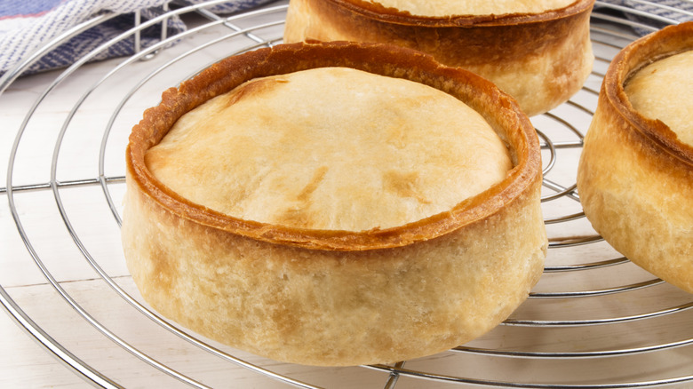Scotch pie on a cooling rack