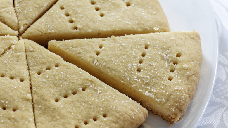 Plate of shortbread cut into wedges