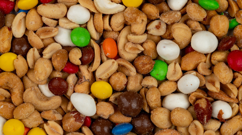 Close up of trail mix with candies