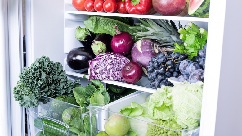 fridge full of produce