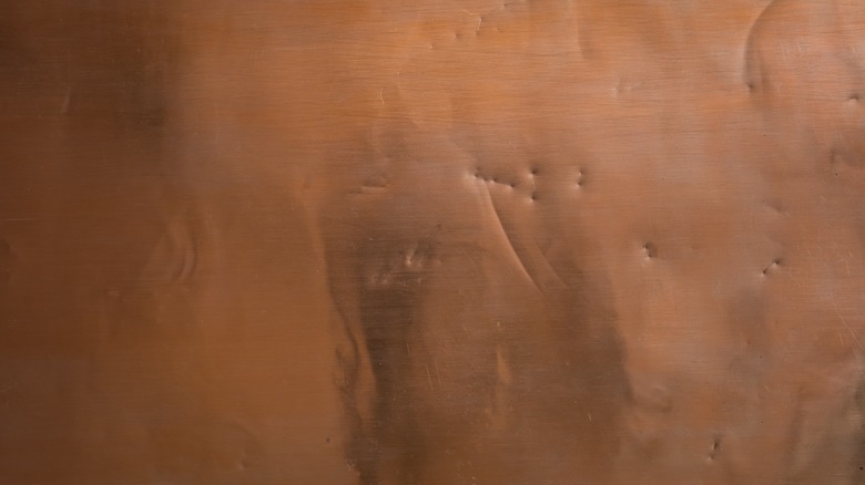 Dented copper surface