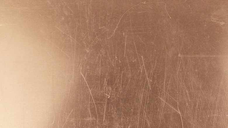 Scratched copper surface