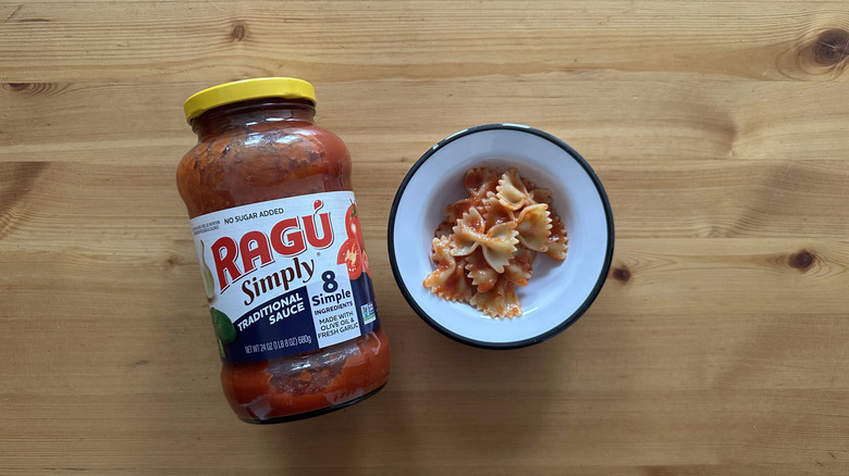 Simply Traditional Sauce with pasta in white bowl