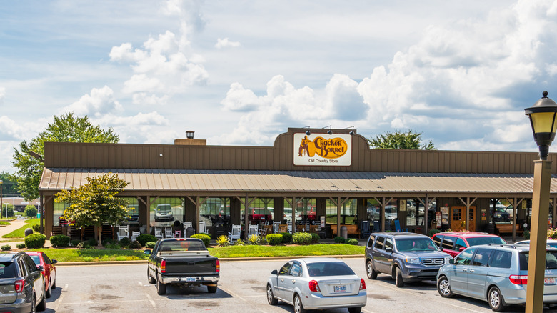 An elderly woman with a man in a restaurant
