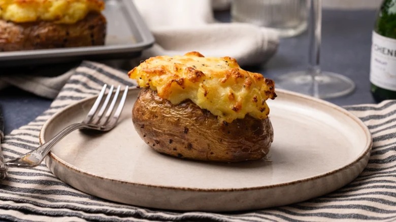 Cottage pie baked potato on plate