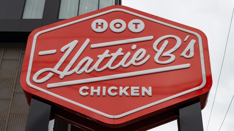 Hattie B's hot chicken sign against building exterior