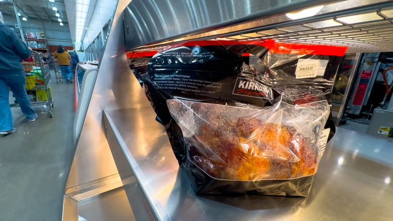 Kirkland Signature rotisserie chicken in plastic bag