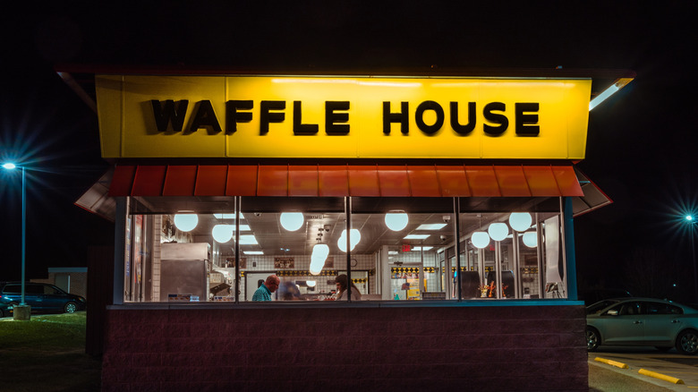 Waffle House restaurant at night